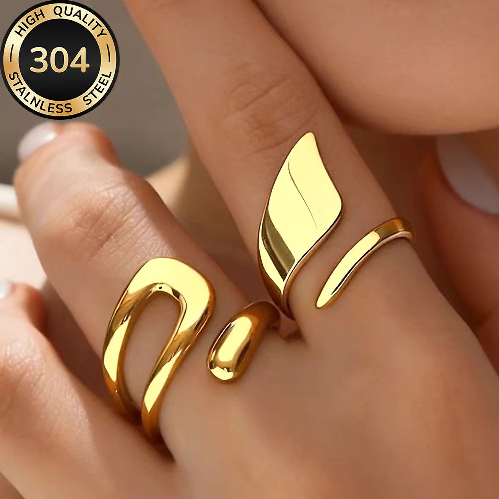 2pcs High-Quality Hypoallergenic Stainless Steel Stackable Rings